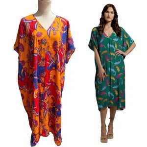 ModCloth My Chillest Thrill Kaftan Dress In Vibrant Multicolor Size S